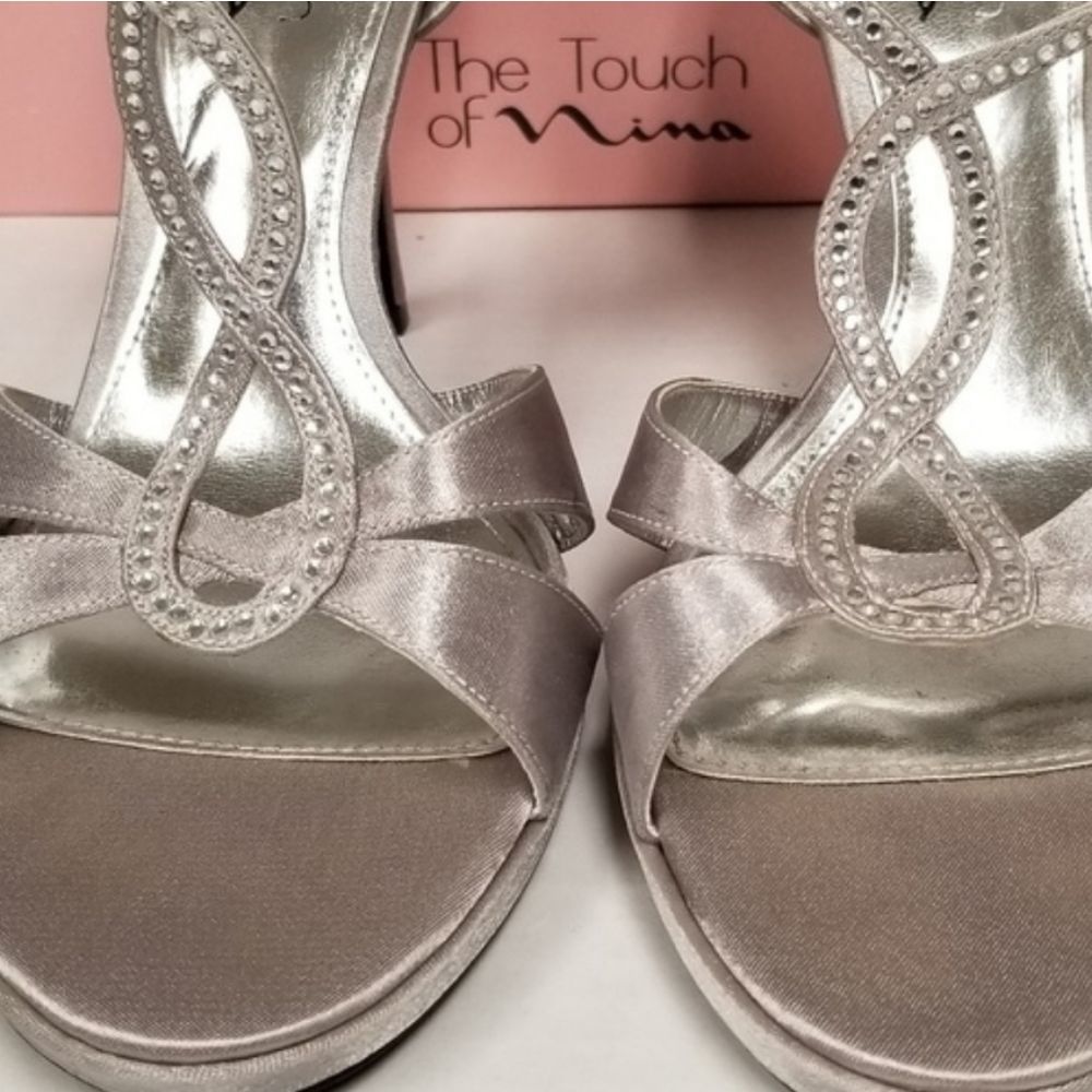 Nina Women's Metallic Silver Heels - Picture 5 of 7